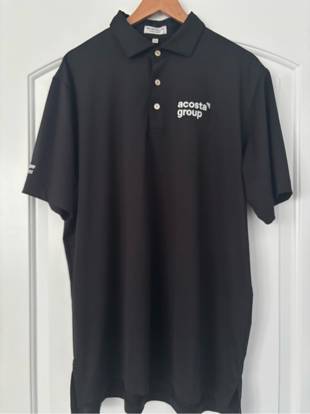 Peter Millar Summer Comfort Polo Shirt Men's Large Black Acosta Group embroider